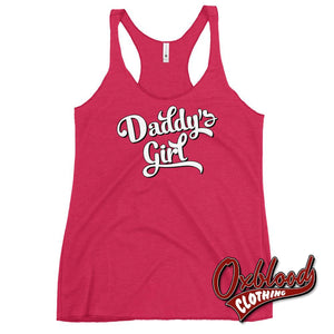 Womens Daddys Girl Shirt Ddlg Little Bdsm Racerback Tank Vintage Shocking Pink / Xs