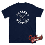 Load image into Gallery viewer, Against Hippies T-Shirt - Anti-Hippy Skinhead Tshirt Navy / S

