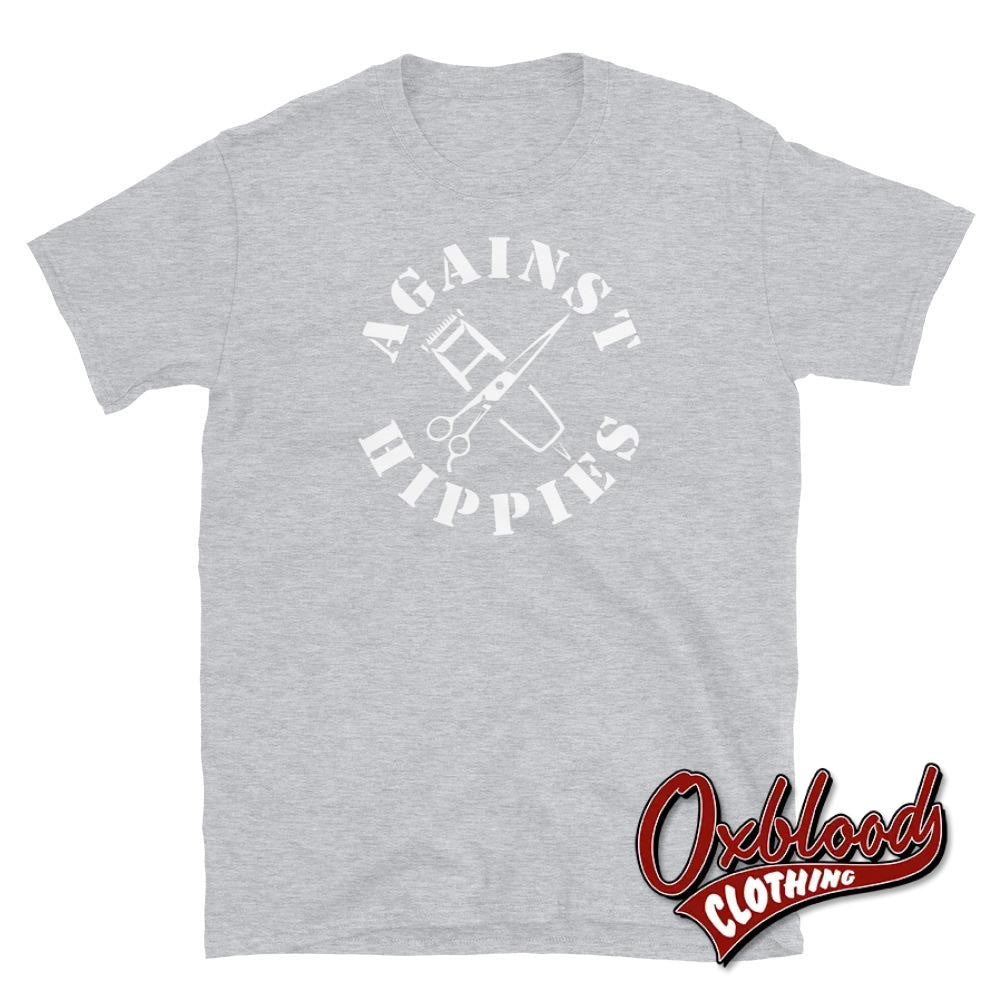 Against Hippies T-Shirt - Anti-Hippy Skinhead Tshirt Sport Grey / S