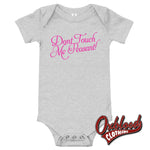Load image into Gallery viewer, Baby Dont Touch Me Peasant One Piece - Offensive Baby Onesies Athletic Heather / 3-6M
