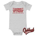 Load image into Gallery viewer, Baby Father Christmas Is A Prick One Piece - Punk Onesies &amp; Offensive Athletic Heather / 3-6M
