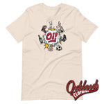 Load image into Gallery viewer, Coloured Oi! T-Shirt - Football Fighting Drinking &amp; Boots By Duck Plunkett Soft Cream / S
