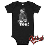 Load image into Gallery viewer, Fuck You Swearing Skinhead Baby Onesie - Two Finger Salute Punk Clothes Uk Dark Grey Heather / 3-6M
