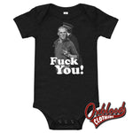 Load image into Gallery viewer, Fuck You Swearing Skinhead Baby Onesie - Two Finger Salute Punk Clothes Uk Dark Grey Heather / 3-6M