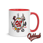 Load image into Gallery viewer, Oi! Mug - Football Fighting Drinking &amp; Boots By Duck Plunkett Red
