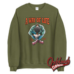Load image into Gallery viewer, Traditional Skinhead A Way Of Life Sweatshirt - Mr Duck Plunkett Military Green / S
