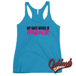 Load image into Gallery viewer, Womens My Safe Word Is Harder Gift - Ddlg Bdsm Submissive Racerback Tank Vintage Turquoise / Xs

