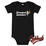 Load image into Gallery viewer, Baby Strongest Swimmer One Piece - Offensive Onesies Black / 3-6M
