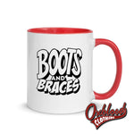 Load image into Gallery viewer, Boots &amp; Braces Mug With Color Inside Red Mugs
