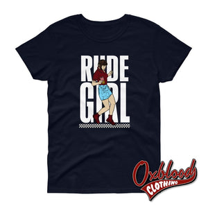 Womens Short Sleeve Rude Girl T-Shirt Navy / S