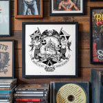 Load image into Gallery viewer, a wall adorned with various framed pictures and CDs, creating a visually interesting and eclectic display.
