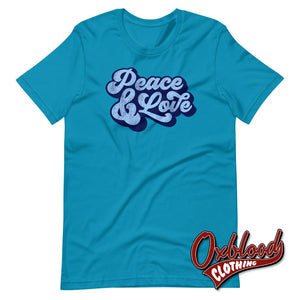 1960S Peace & Love Mod T-Shirt - Fashion And Ska T Shirts Aqua / S