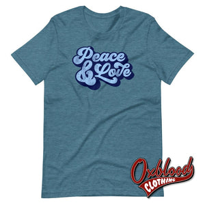 1960S Peace & Love Mod T-Shirt - Fashion And Ska T Shirts Heather Deep Teal / S