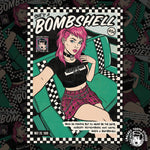 Load image into Gallery viewer, The image is a vibrant and colorful comic book-style illustration featuring a young woman with pink hair and a black and white checkered outfit. The background is a mix of green and black, with checkered patterns. The text in the image includes "She's a BOMBSHELL", "45¢", "CRACKED TOOTH STUDIO", "May 28, 1989", and "BEEN Six Months But I'll Never Be The Same", along with other text that is too small to read clearly.
