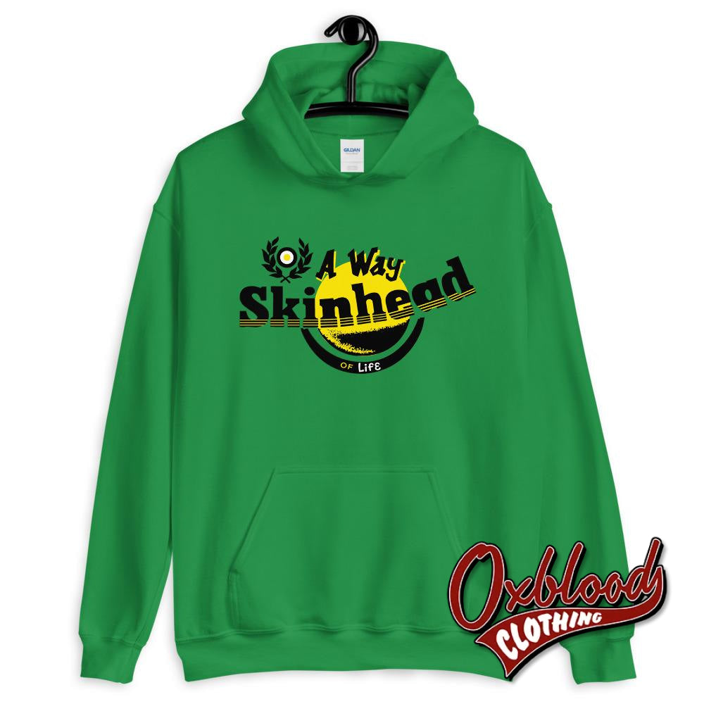 A Way Of Life Skinhead Hoodie - Dm Logo Irish Green / S