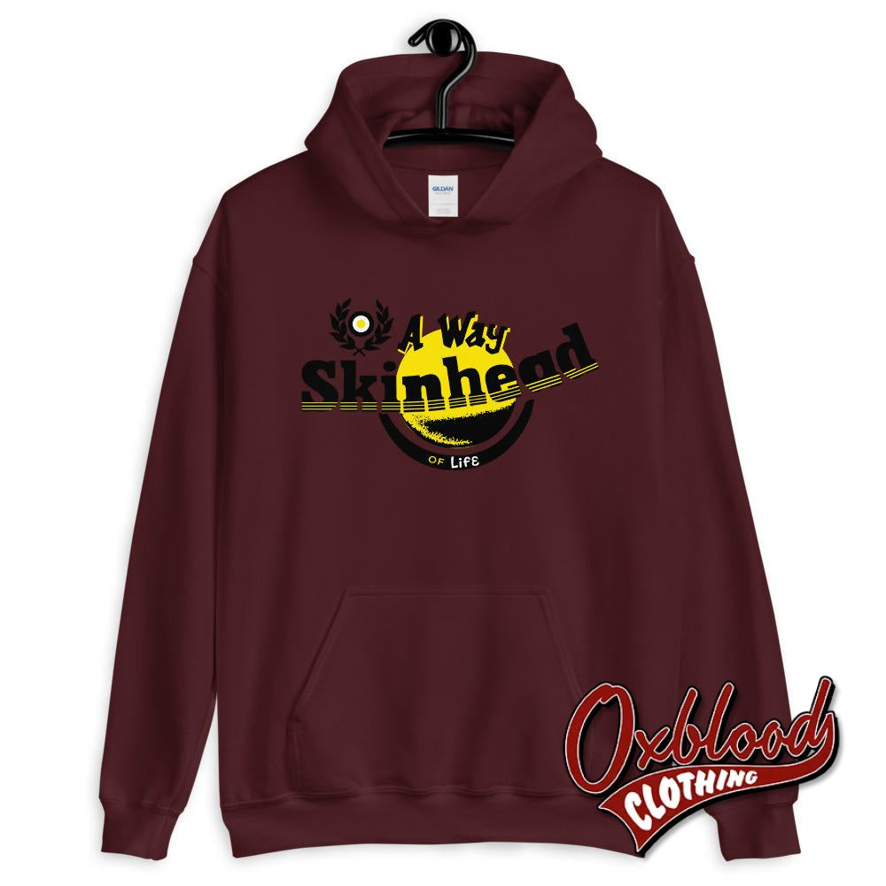 A Way Of Life Skinhead Hoodie - Dm Logo Maroon / S