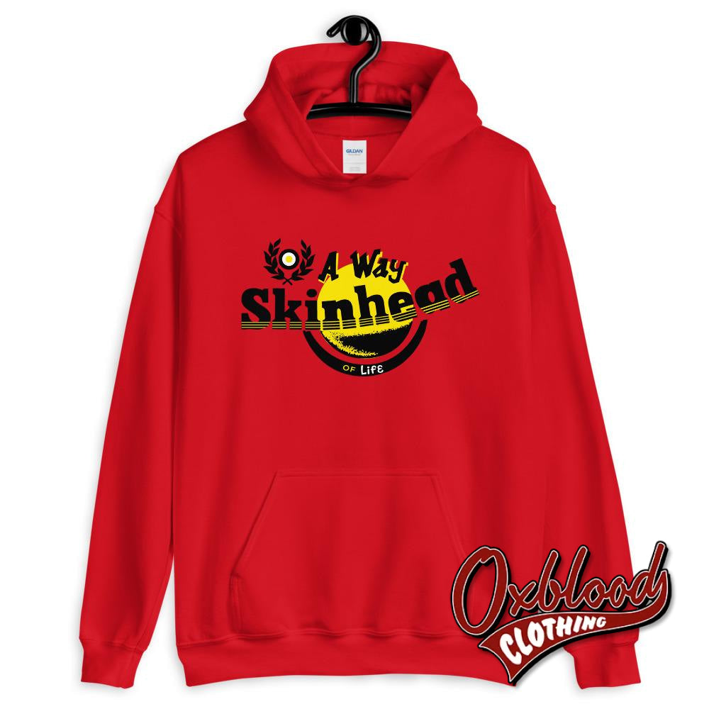 A Way Of Life Skinhead Hoodie - Dm Logo Red / S