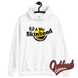 A Way Of Life Skinhead Hoodie - Dm Logo White / S