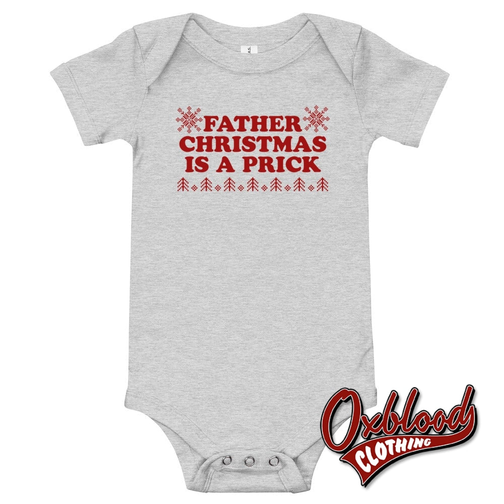 Baby Father Christmas Is A Prick One Piece - Punk Onesies & Offensive Athletic Heather / 3-6M
