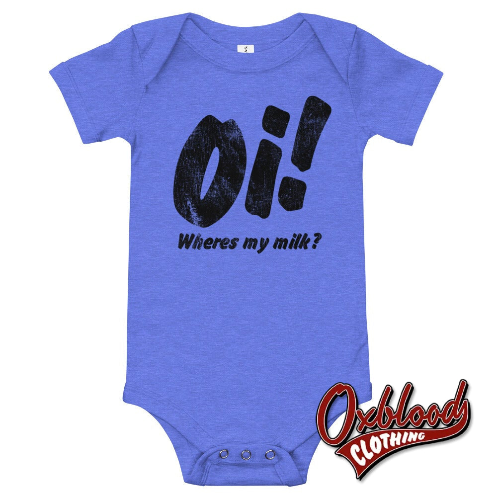 Baby Oi! Onesie - Street Punk Skinhead Clothes Heather Columbia Blue / 3-6M