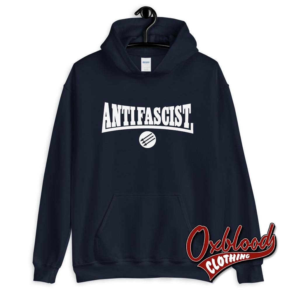 Black Anti-Facist Sweater - Three Arrows Hoodie Navy / S Sweatshirts