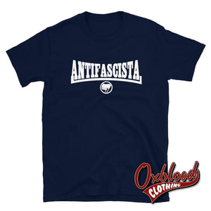 Black Antifacista T-Shirt - Antifa Flag Logo Navy / S Shirts