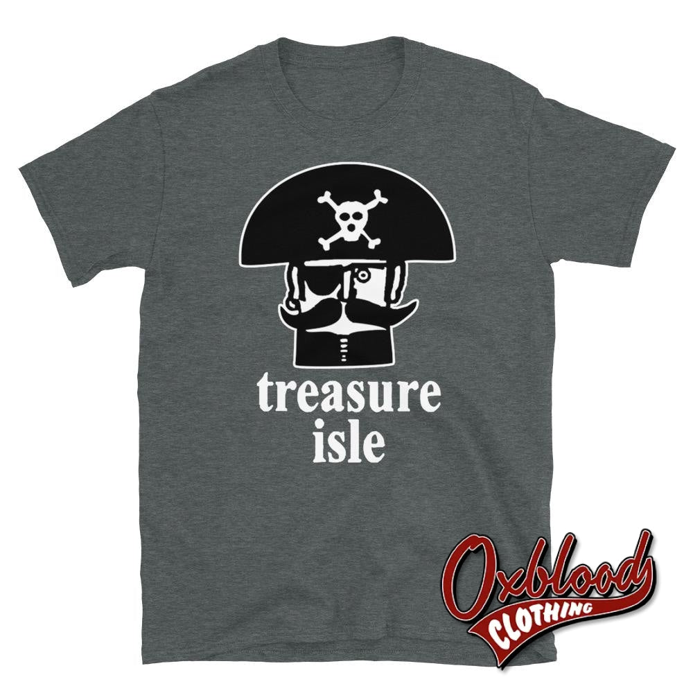 Black Treasure Isle Records T-Shirt - Reggae/ska Record Label Duke Reid Trojan Dark Heather / S