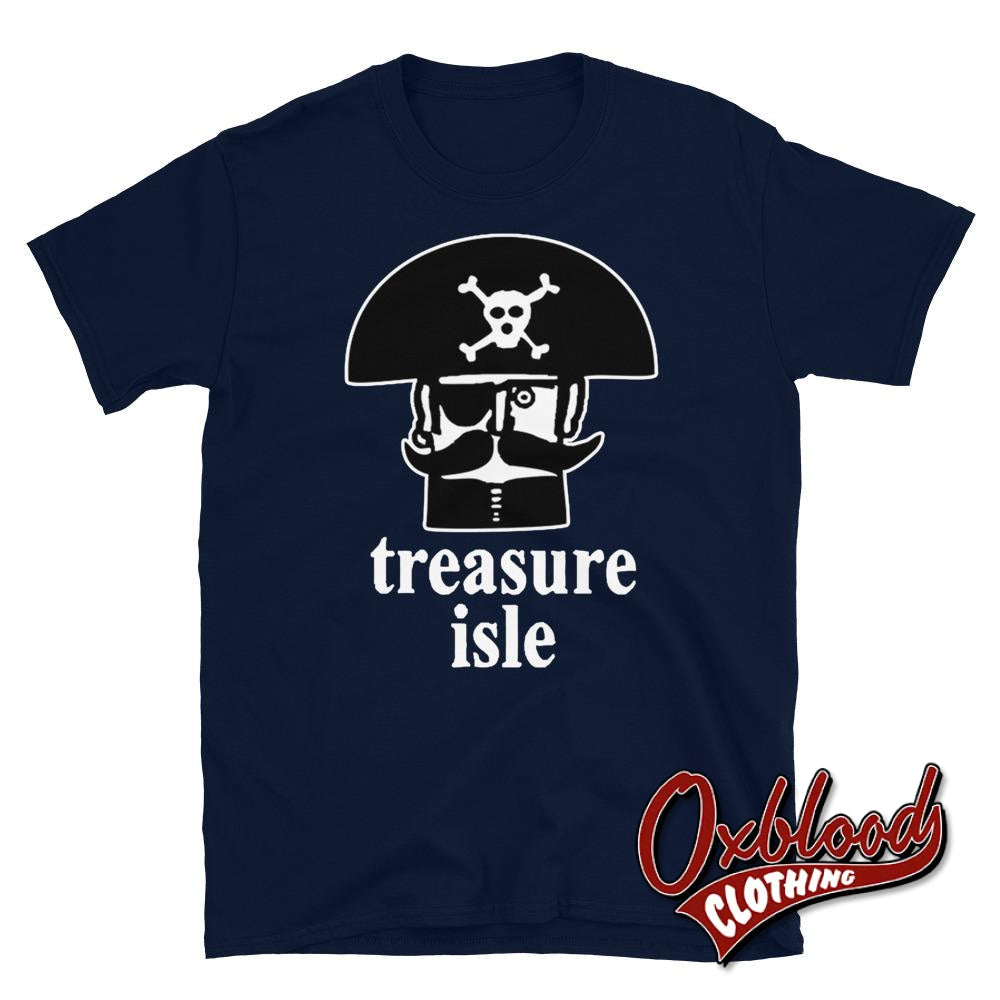 Black Treasure Isle Records T-Shirt - Reggae/ska Record Label Duke Reid Trojan Navy / S