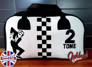 Black & White - 2-Tone Ska Man Holdall Style Travel Bag Hand-Stitched Two Tone Clothing Handbag