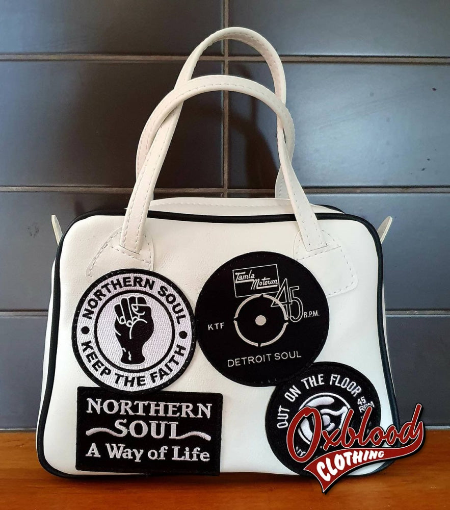 Black & White Northern Soul Handbag - Maria Style Hand-Stitched Motown Clothing