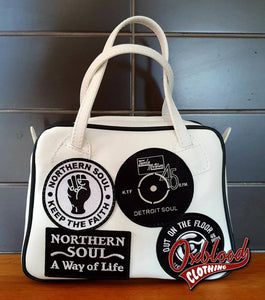Black & White Northern Soul Handbag - Maria Style Hand-Stitched Motown Clothing