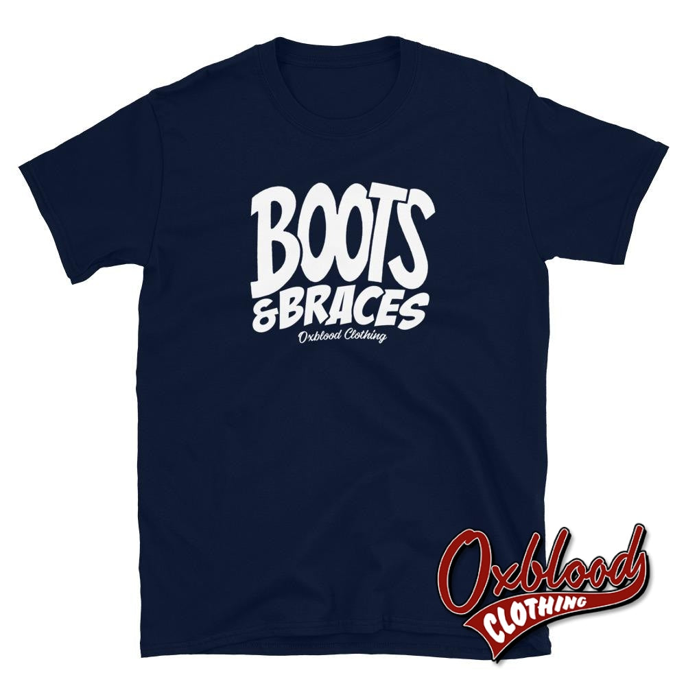 Boots And Braces T-Shirt For Hardcore Punks & Skins Navy / S