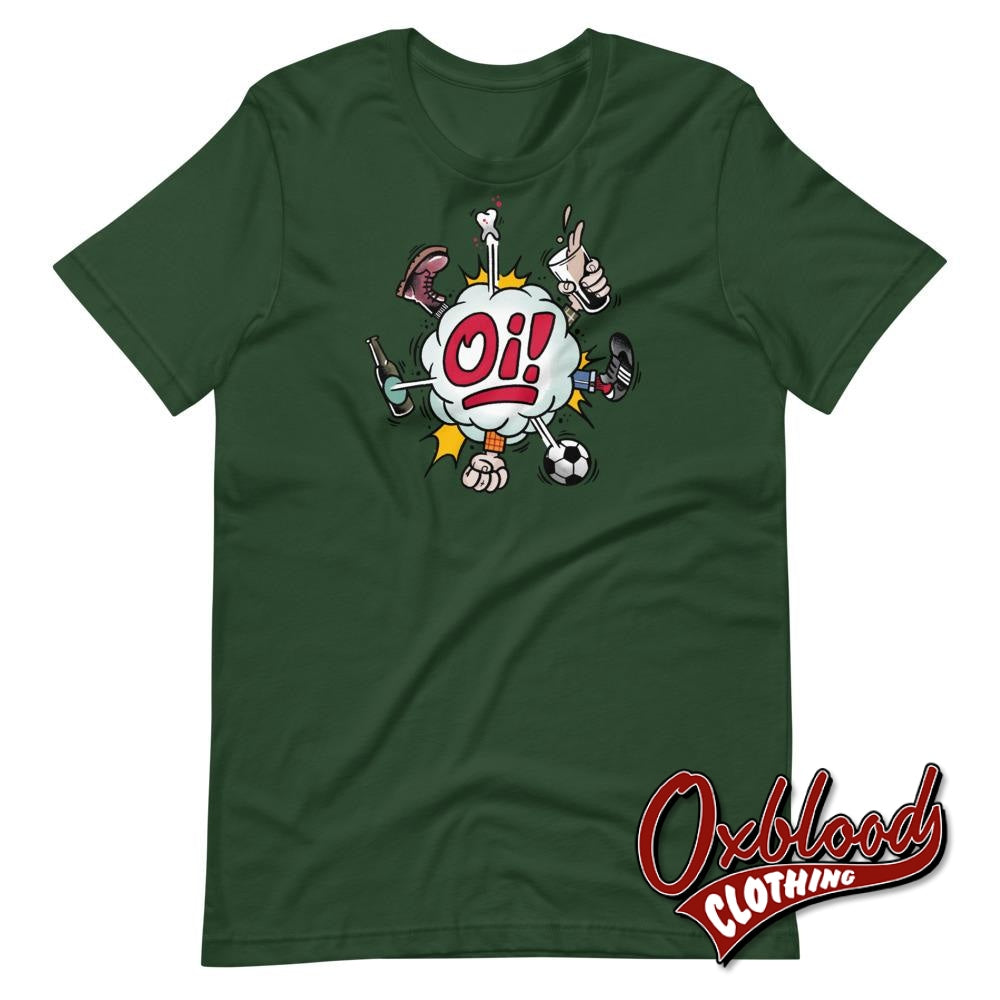 Coloured Oi! T-Shirt - Football Fighting Drinking & Boots By Duck Plunkett Forest / S