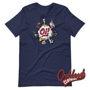 Coloured Oi! T-Shirt - Football Fighting Drinking & Boots By Duck Plunkett Navy / Xs