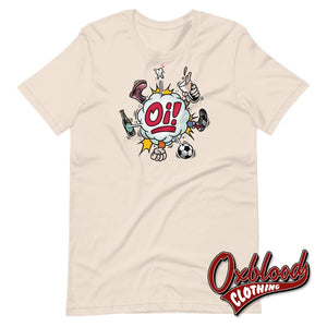 Coloured Oi! T-Shirt - Football Fighting Drinking & Boots By Duck Plunkett Soft Cream / S