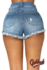 Lade das Bild in den Galerie-Viewer, Dark Blue Close Fit High Waist Denim Shorts S
