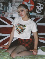 Cargar imagen en el visor de la galería, Women’s HMT Windrush Crop Top - British Jamaican Flags - Windrush Generation Tee - Trojan Skinhead Reggae Clothing
