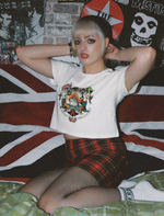 Cargar imagen en el visor de la galería, Women’s HMT Windrush Crop Top - British Jamaican Flags - Windrush Generation Tee - Trojan Skinhead Reggae Clothing
