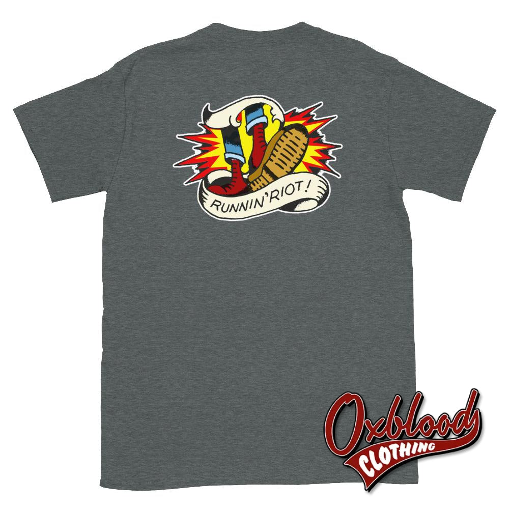 Double-Sided Runnin Riot T-Shirt - Rupert Cleaver Oi! Punk & 80S Shirts Skinhead Style