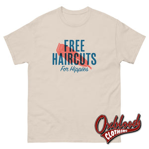 Free Haircut For Hippies - Skinhead T-Shirt Motorcycle Tee Biker Top Clothing Natural / S
