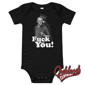 Fuck You Swearing Skinhead Baby Onesie - Two Finger Salute Punk Clothes Uk Black / 3-6M