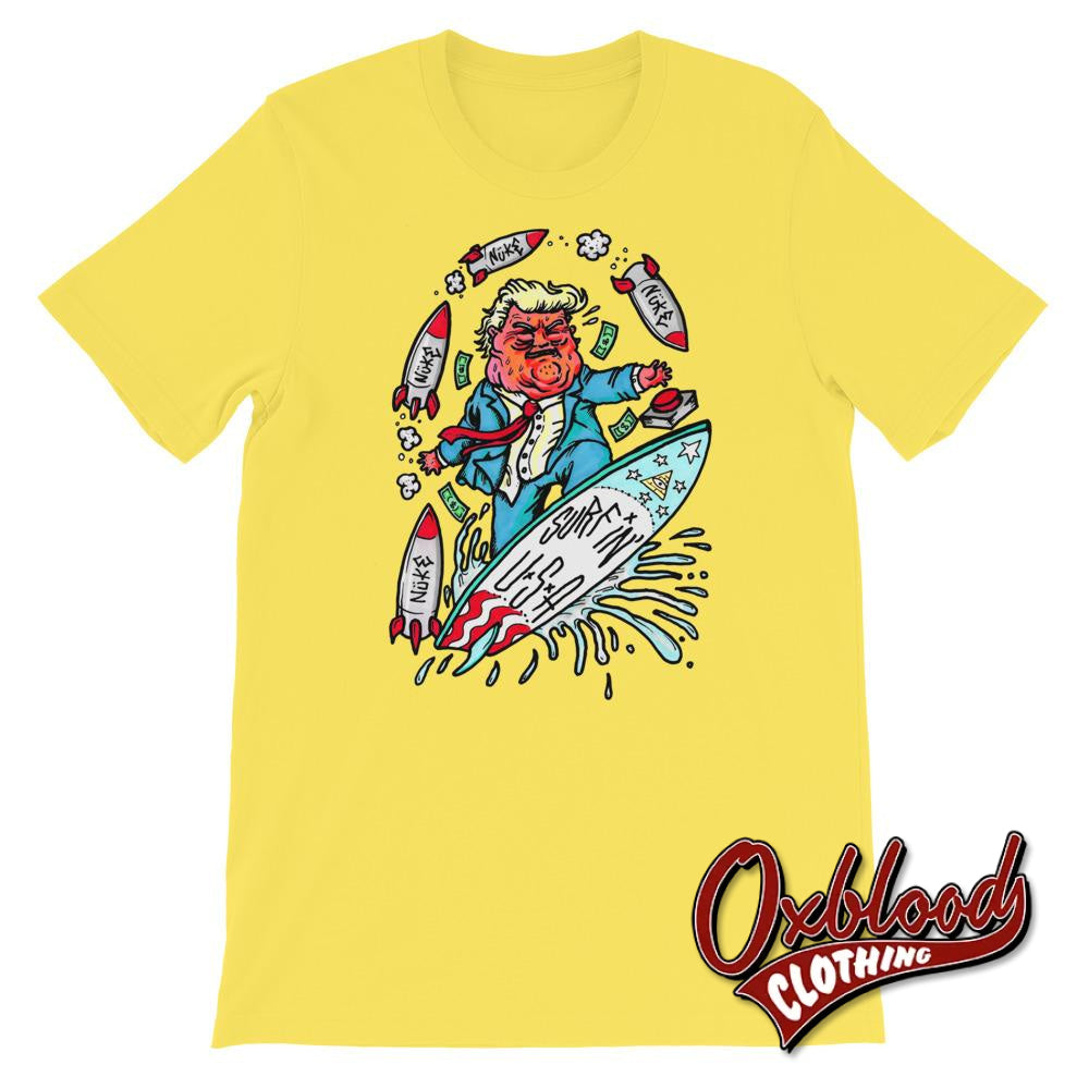 Funny Money & Nuke Donald Trump 2020 Surfin Usa T-Shirt Yellow / S Shirts