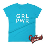 Load image into Gallery viewer, Grl Pwr Womens Short Sleeve Girl Power T-Shirt - Feminist Tee Caribbean Blue / S Shirts
