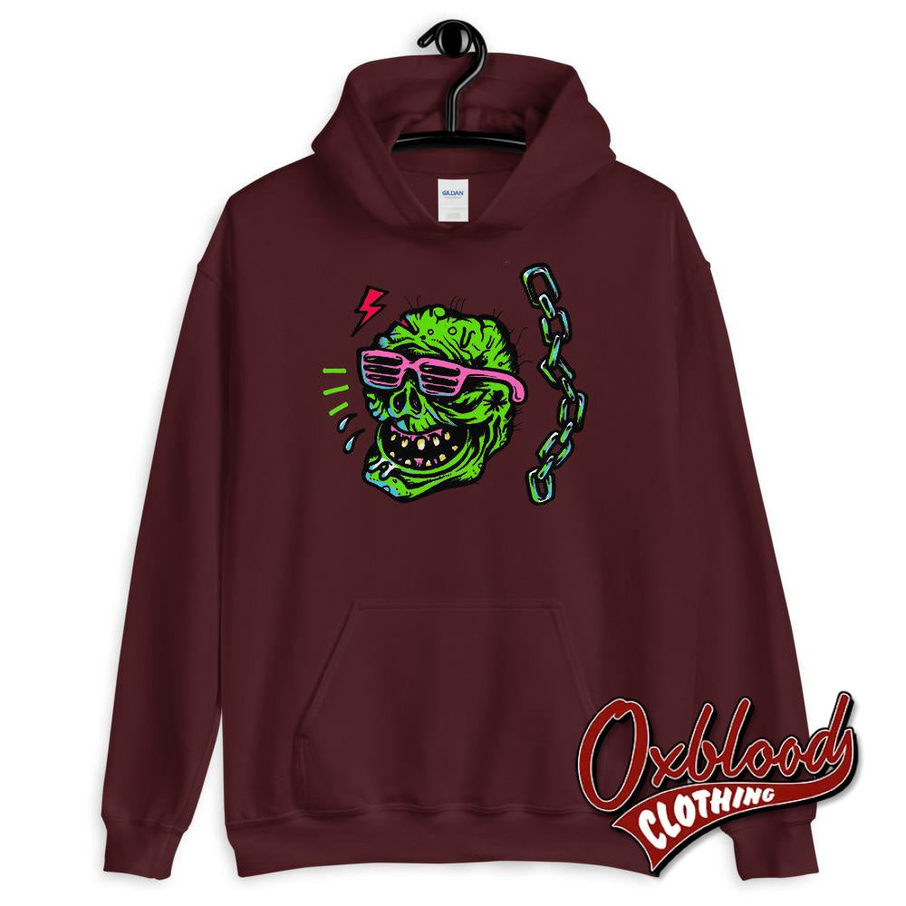 Grunge Punk Goth Clothing: Undead Cool Zombie Hoodie Maroon / S Sweatshirts