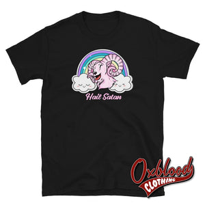 Hail Satan Death Metal Rainbow T-Shirt - Goat Baphomet Black / S