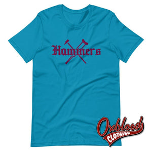 Hammers Shirt - West Ham Tee East London Skinhead T-Shirt Aqua / S