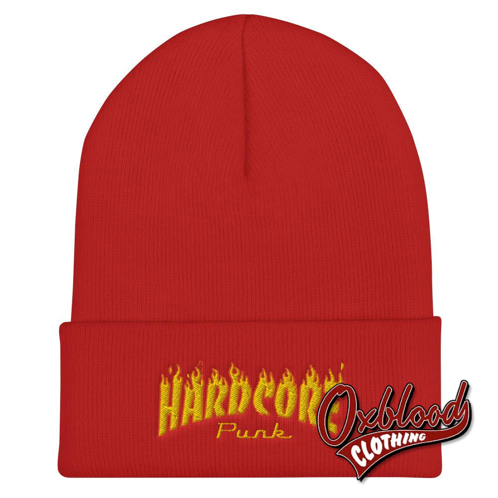 Hardcore Punk Cuffed Beanie Red