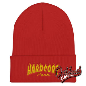 Hardcore Punk Cuffed Beanie Red