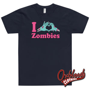 I Heart Zombies T-Shirt - Punk Undead Apparel Navy / Xs Shirts