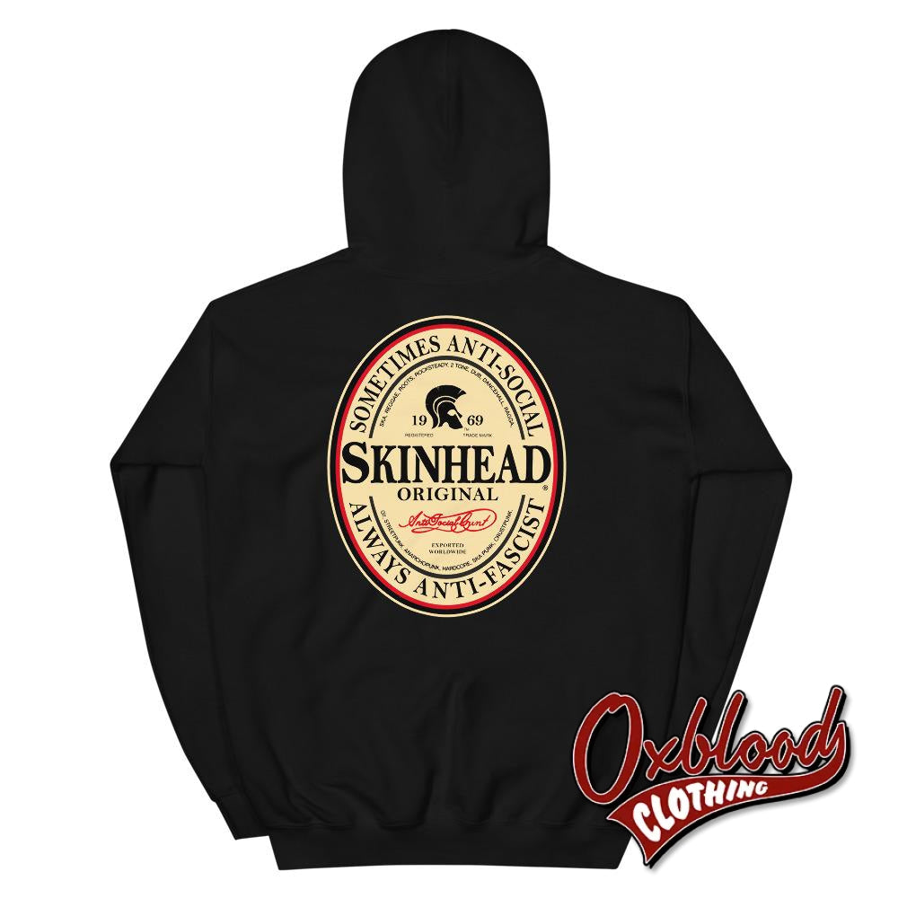 Irish Stout Skinhead: Sometimes Anti-Social Always Anti-Facist Hoodie Black / S